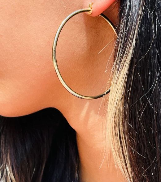 99-A481 Pendientes mujer de aro en oro de 18K acabado pulido y brillo
