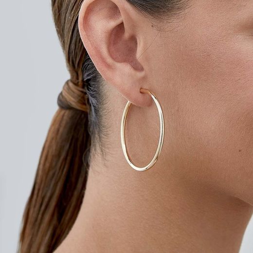 99-A481 Pendientes mujer de aro en oro de 18K acabado pulido y brillo