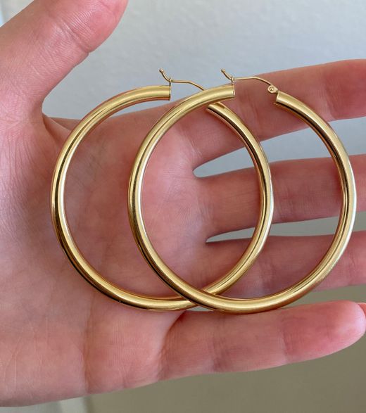 99-A481 Pendientes mujer de aro en oro de 18K acabado pulido y brillo