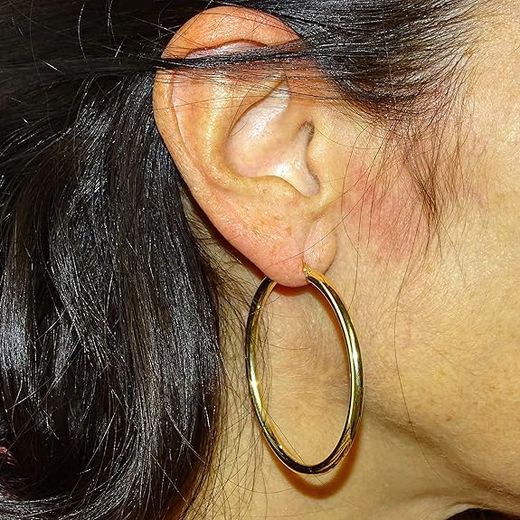 99-A481 Pendientes mujer de aro en oro de 18K acabado pulido y brillo