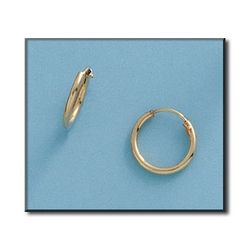 99-AE1 Pendientes unisex de aros o criollas en oro de 18K, superficie lisa y pulida