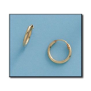 99-AE1 Pendientes unisex de aros o criollas en oro de 18K, superficie lisa y pulida