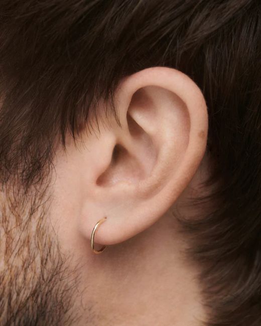 99-AE1 Pendientes unisex de aros o criollas en oro de 18K, superficie lisa y pulida