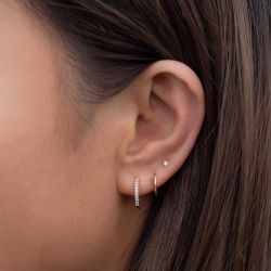 99-AE1 Pendientes unisex de aros o criollas en oro de 18K, superficie lisa y pulida