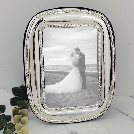 994D Marco en plata de ley 925 elegante y decoratcivo acabado en terciopelo azul ideal para boda