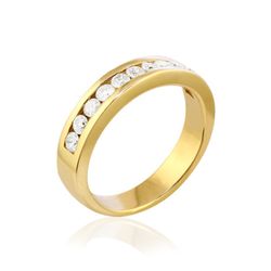 01-184020A Media alianza de oro 18k con diamantes talla brillante