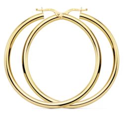 99-A479 Pendientes aros grandes oro 18K superficie lisa y pulida super elegantes