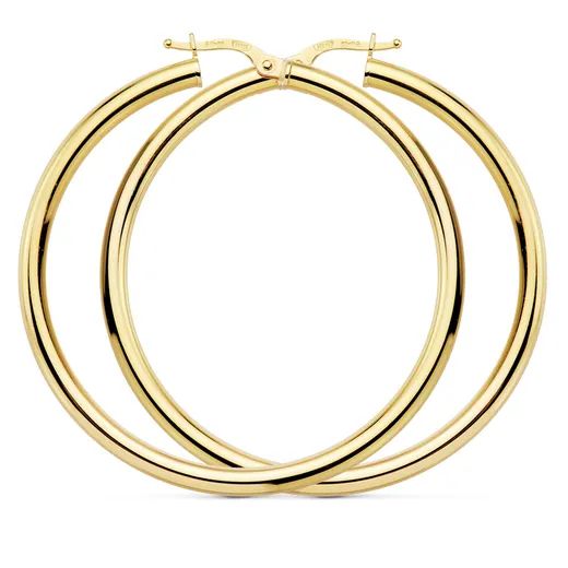 99-A479 Pendientes aros grandes oro 18K superficie lisa y pulida super elegantes