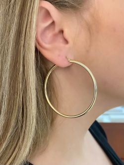 99-A479 Pendientes aros grandes oro 18K superficie lisa y pulida super elegantes