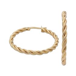 05-A499 Pendientes mujer de oro 18K Aros rizados acabados en mate y brillo cierre catalán