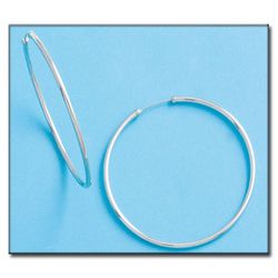 22-A55 Pendientes oro blanco 18K en forma de aros lisos cómodos, ligeros y atemporales