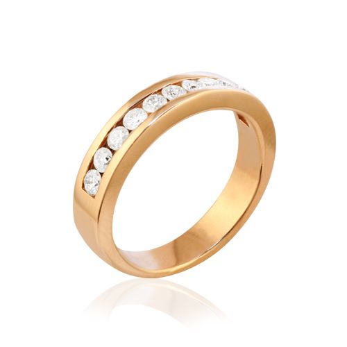 01-184020A Media alianza de oro 18k con diamantes talla brillante
