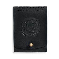 ACS18 Cartera PLATA DE PALO SKULL de cuero