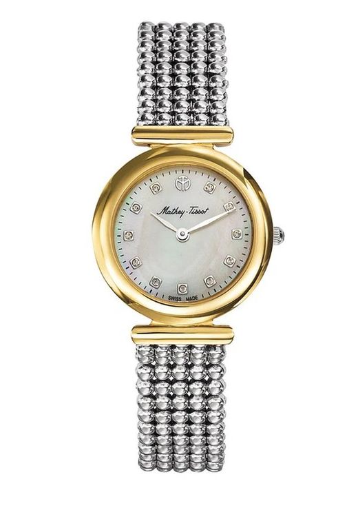 Allure D539BI Reloj Mathey Tissot mujer esfera elegante, bicolor de acero inoxidable 316L impermeable 5ATM