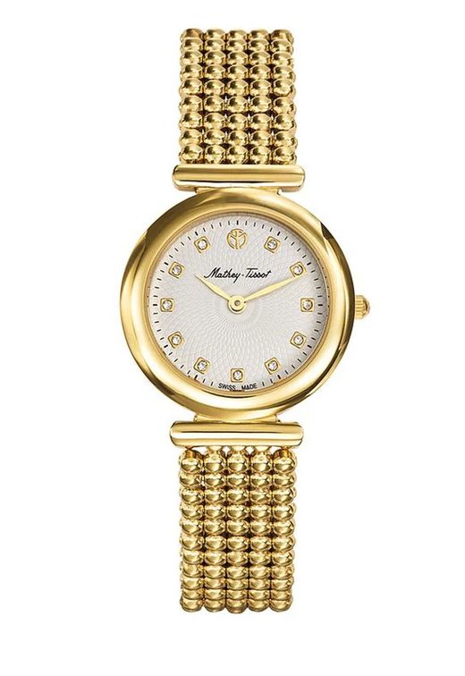 Allure D539PI Reloj Mathey Tissot Swiss Made para mujer. Relojes Elegantes para Mujer. Reloj caja y brazalete de acero IP dorado con movimiento cuarzo Swiss Made