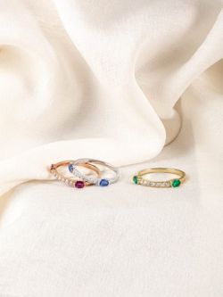 01-001094 Anillo mujer de oro rosa 18k con piedras preciosas y diamantes