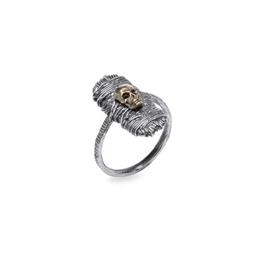 SR032X Anillo PLATA DE PALO calavera modelo Akal de Plata 925 y bronce