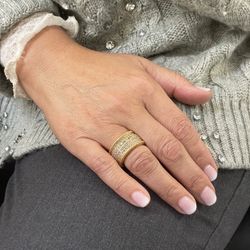 WR104G Anillo Plata de Palo mujer de bronce chapado en oro con circonitas blancas anillo chapado en oro con un brillo deslumbrante