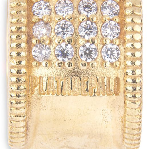 WR104G Anillo Plata de Palo mujer de bronce chapado en oro con circonitas blancas anillo chapado en oro con un brillo deslumbrante