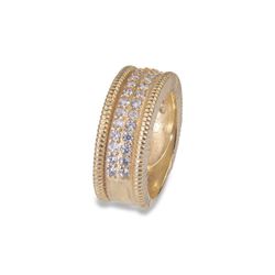 WR106G Anillo PLATA DE PALO mujer de bronce chapado en oro con circonitas blancas con un brillo deslumbrante y cautivador