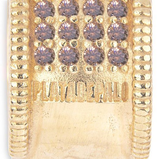 WR105G Anillo PLATA DE PALO mujer elaborado a mano de bronce chapado en oro con circonitas marrones calidad excepcional y acabado perfecto