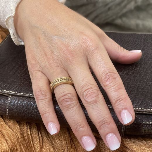 WR109G Anillo Plata de Palo mujer elegante y natural de bronce chapado en oro con circonitas marrones impresionante y asombrosa pieza de alta joyería