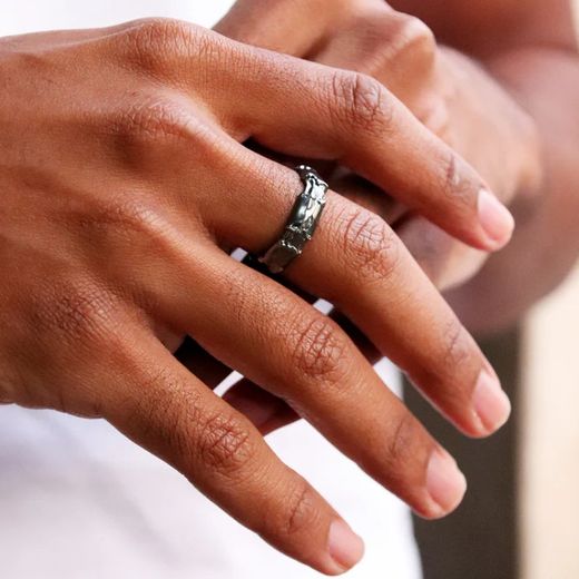 Anillo Dioni BR005X Plata de Palo con tres rectángulos