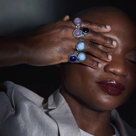 Anillo Duran WR119X anillo PLATA DE PALO de mujer elegante con piedras calcedonia y zafiro