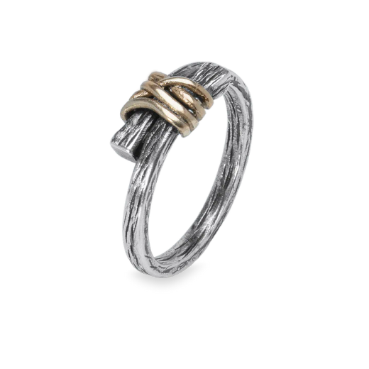 MR030X Anillo PLATA DE PALO de Hombre modelo Sultán en plata de ley 925 y bronce