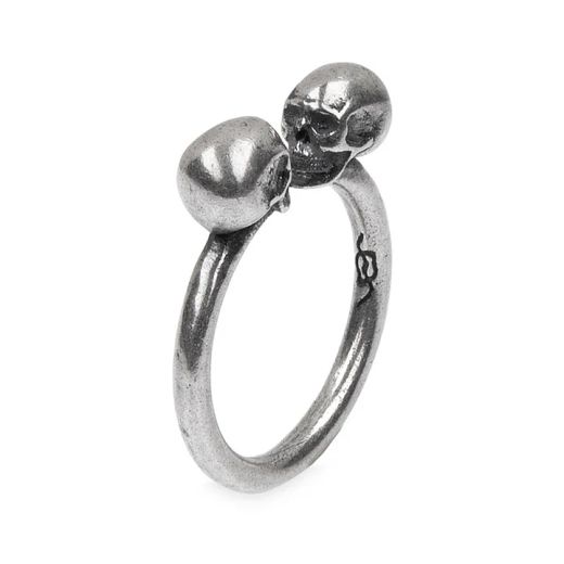 SR027X Anillo unisex Plata de Palo modelo Kizuna con dos calaveras en plata de ley