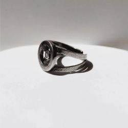 WE265X Anillo PLATA DE PALO colección ENSO de mujer con circunferencia en plata de ley 925 y un punto de bronce y circonita
