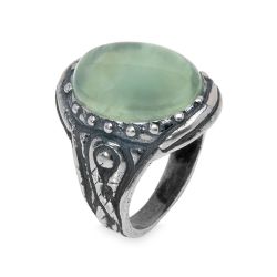 WR153X Anillo Plata de Palo mujer de plata y piedra natural Prehnita