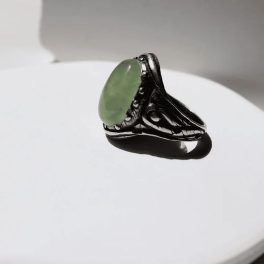 WR153X Anillo Plata de Palo mujer de plata y piedra natural Prehnita