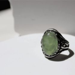 WR153X Anillo Plata de Palo mujer de plata y piedra natural Prehnita