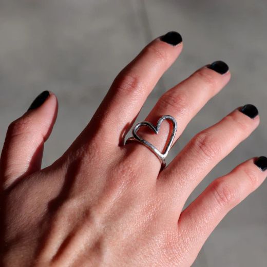 WR167X Anillo PLATA DE PALO Mujer Habibi corazón de Plata 925