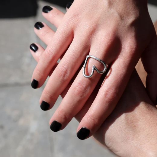 WR167X Anillo PLATA DE PALO Mujer Habibi corazón de Plata 925