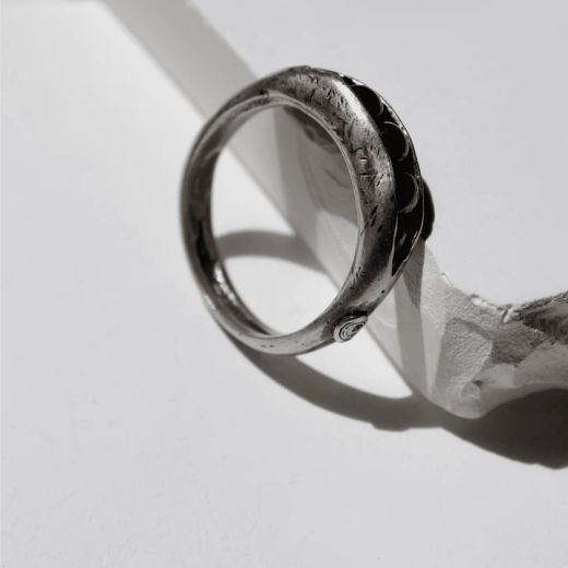 WR159X Anillo Plata de Palo Mujer colección Kurogane en plata de ley y hematites