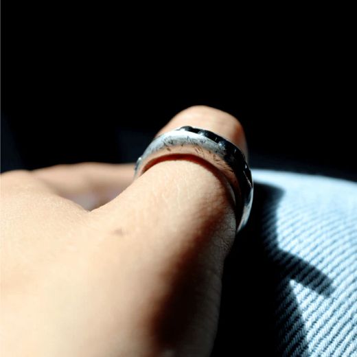 WR159X Anillo Plata de Palo Mujer colección Kurogane en plata de ley y hematites