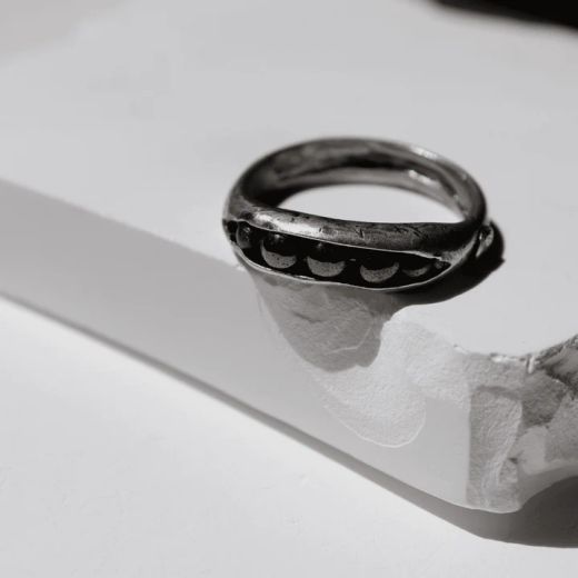 WR159X Anillo Plata de Palo Mujer colección Kurogane en plata de ley y hematites