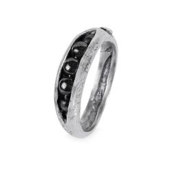 WR159X Anillo Plata de Palo Mujer colección Kurogane en plata de ley y hematites