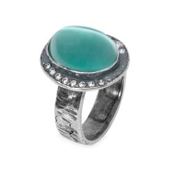 WR156X Anillo Plata de Palo Mujer Meikai de plata 925 y piedra azul turquesa muy elegante