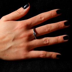 WR179X Anillo PLATA DE PALO Mujer Sama con circonita que gira antiestrés de Plata 925