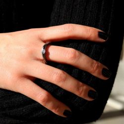 WR179X Anillo PLATA DE PALO Mujer Sama con circonita que gira antiestrés de Plata 925