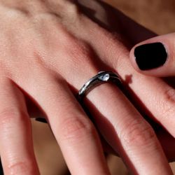 WR179X Anillo PLATA DE PALO Mujer Sama con circonita que gira antiestrés de Plata 925