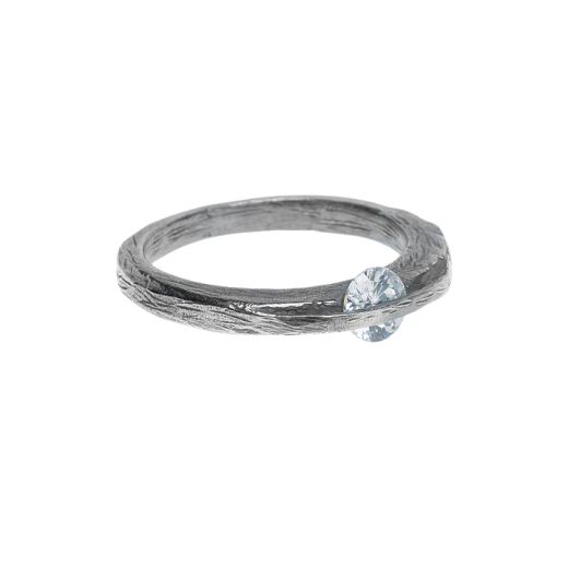 WR179X Anillo PLATA DE PALO Mujer Sama con circonita que gira antiestrés de Plata 925
