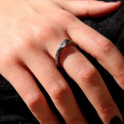 WR179X Anillo PLATA DE PALO Mujer Sama con circonita que gira antiestrés de Plata 925