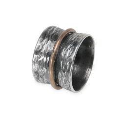 WR160X Anillo Plata de Palo de Mujer Zenchi en plata 1ª ley y círculo de bronce