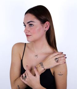 Anillo mujer Colección ROMA en plata de ley con baño de rutenio y oro 9k con diamantes negros o browns.
