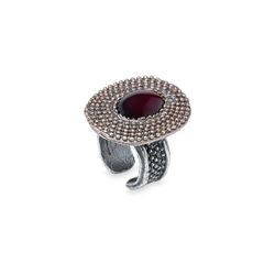 Anillo Noah WR141X PLATA DE PALO de mujer en plata y bronce con piedra granate llamativo y sofisticado