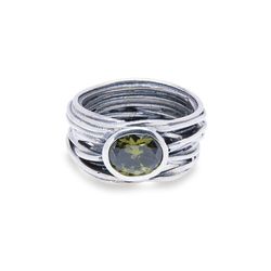 WR083V Anillo Plata de Palo CLARI para mujer con piedra olivina